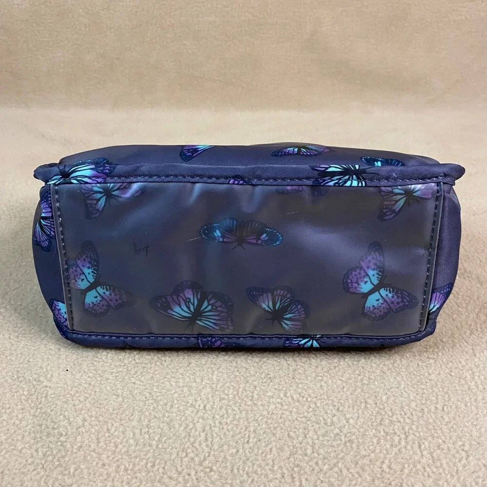 Lug Parasail Butterfly Grey Print Cosmetic Travel Toiletries Bag Zip Makeup‎ EUC